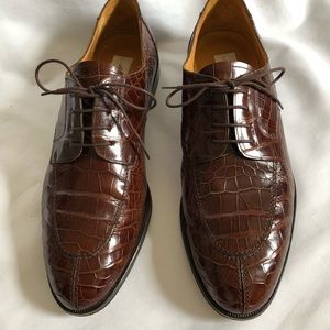 Mezlan Brown Genuine Alligator Skin Oxfords - 14 M